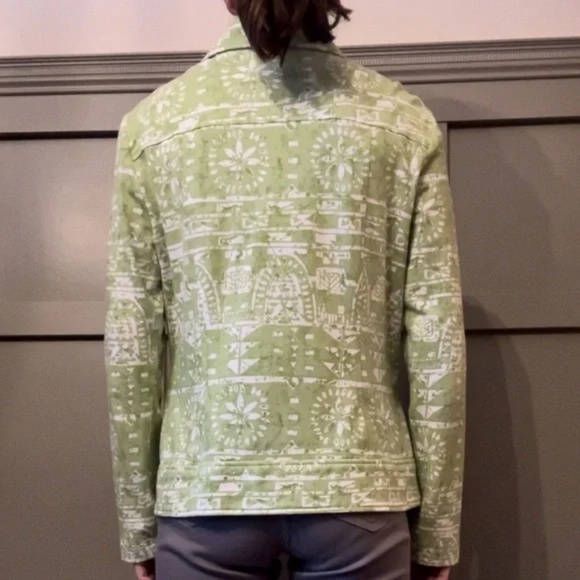 Clara Sun Woo Aztec Tribal Printed Jacket Green White Full Zip Cotton Size Large - Picture 4 of 14